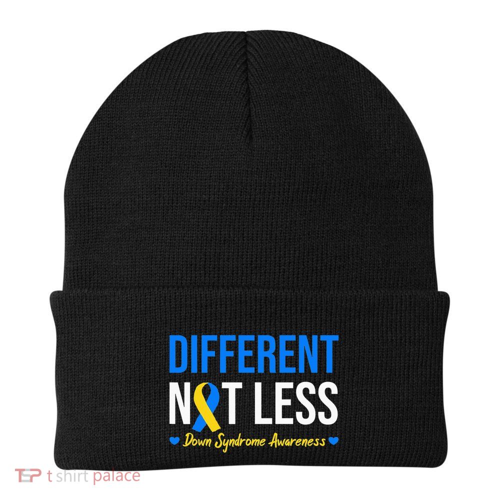 Different Not Less World Down Syndrome Awareness Day Ribbon Beanie