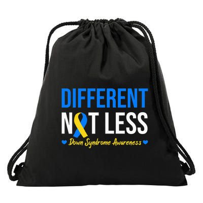 Different Not Less World Down Syndrome Awareness Day Ribbon Drawstring Bag