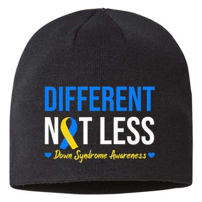 Different Not Less World Down Syndrome Awareness Day Ribbon Sustainable Beanie