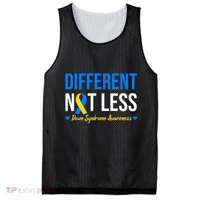 Different Not Less World Down Syndrome Awareness Day Ribbon Mesh Reversible Basketball Jersey Tank