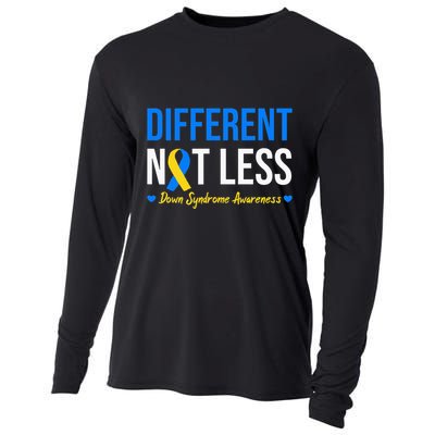 Different Not Less World Down Syndrome Awareness Day Ribbon Cooling Performance Long Sleeve Crew