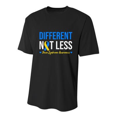 Different Not Less World Down Syndrome Awareness Day Ribbon Youth Performance Sprint T-Shirt