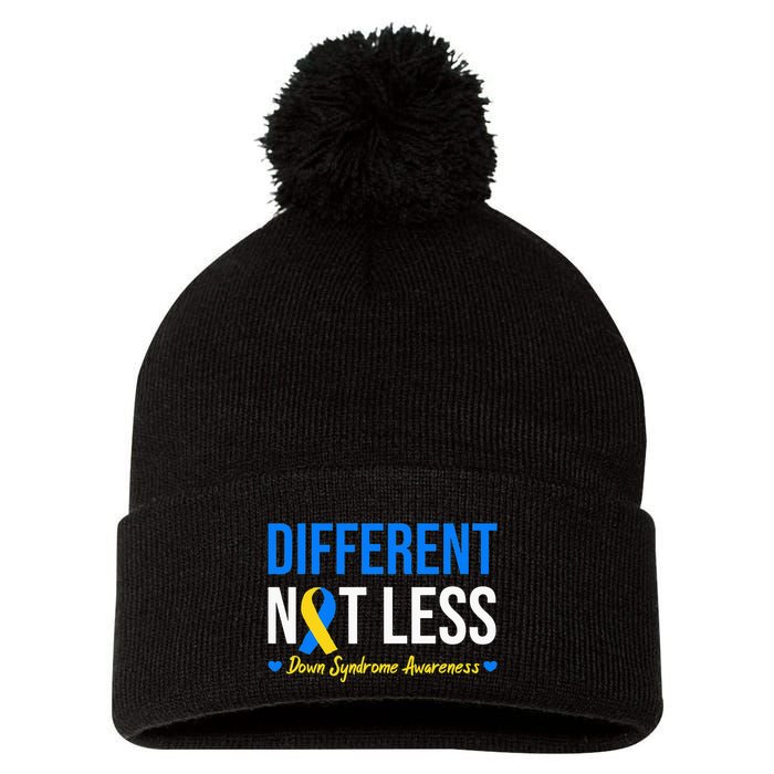 Different Not Less World Down Syndrome Awareness Day Ribbon Pom Pom 12in Knit Beanie