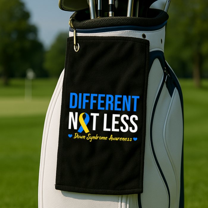 Different Not Less World Down Syndrome Awareness Day Ribbon Golf Towel