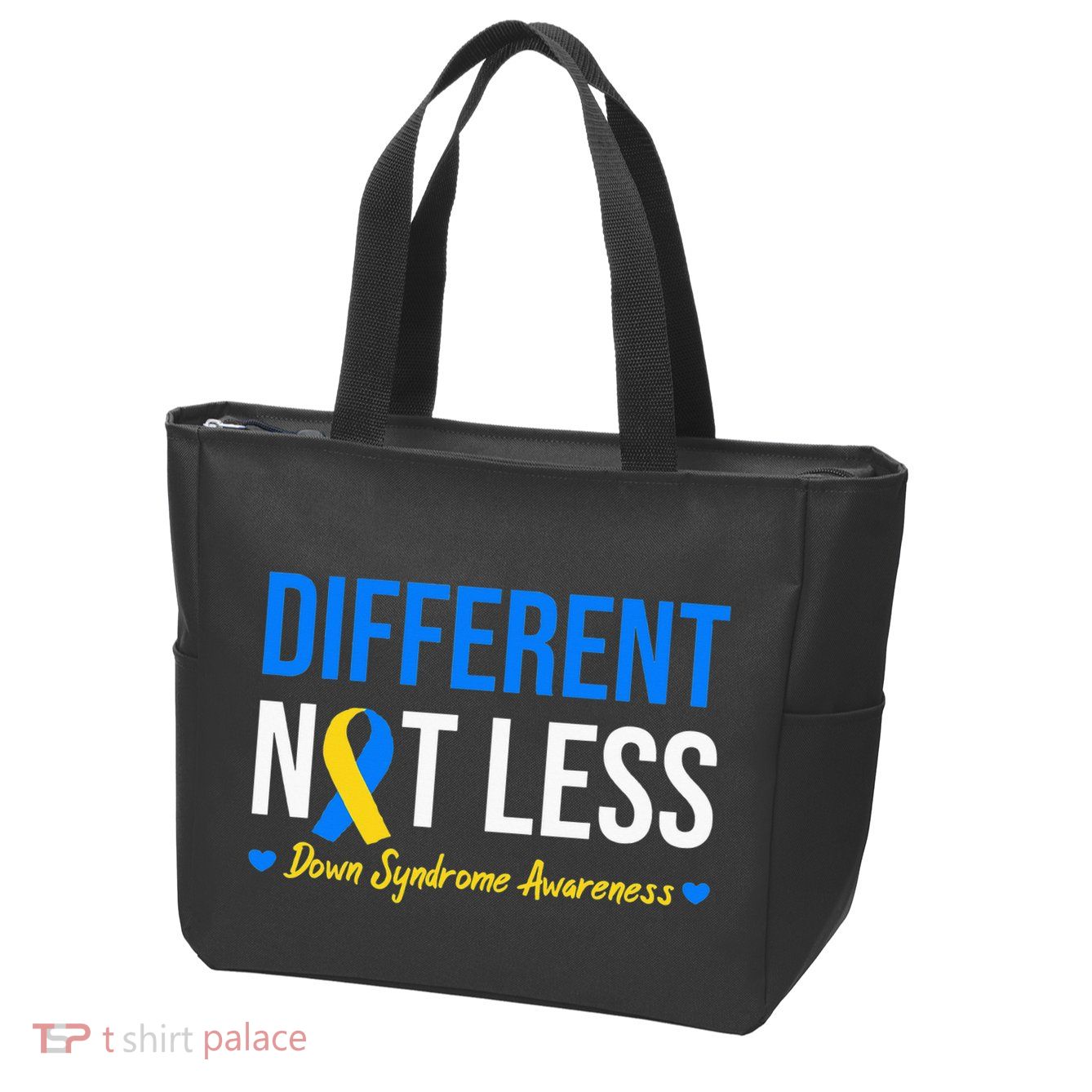 Different Not Less World Down Syndrome Awareness Day Ribbon Zip Tote Bag