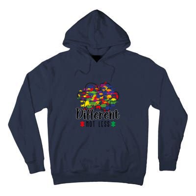 Different Not Less Puzzle Autism Awareness Month Gift Tall Hoodie