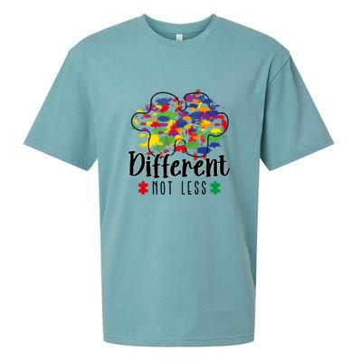 Different Not Less Puzzle Autism Awareness Month Gift Sueded Cloud Jersey T-Shirt