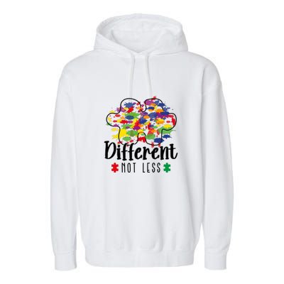 Different Not Less Puzzle Autism Awareness Month Gift Garment-Dyed Fleece Hoodie