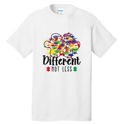 Different Not Less Puzzle Autism Awareness Month Gift Tall T-Shirt