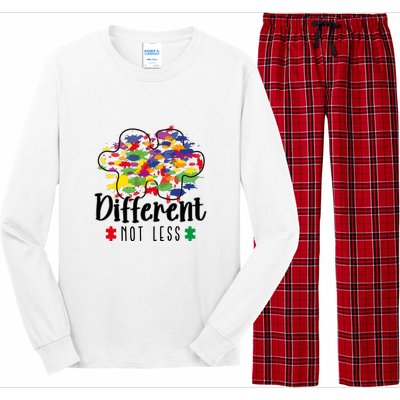 Different Not Less Puzzle Autism Awareness Month Gift Long Sleeve Pajama Set