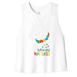 Different Not Less Autistic Autism Awareness Unicorn Gift Women's Racerback Cropped Tank