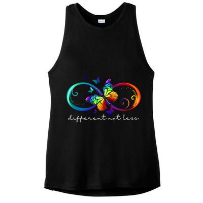Different Not Less Autism Awareness Neurodiversity Butterfly Ladies PosiCharge Tri-Blend Wicking Tank