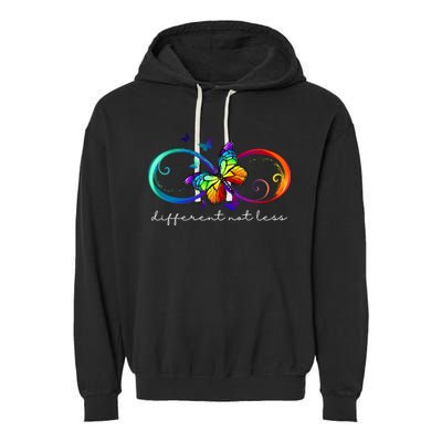 Different Not Less Autism Awareness Neurodiversity Butterfly Garment-Dyed Fleece Hoodie