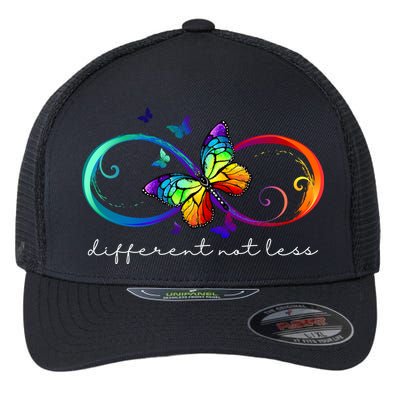 Different Not Less Autism Awareness Neurodiversity Butterfly Flexfit Unipanel Trucker Cap