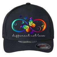 Different Not Less Autism Awareness Neurodiversity Butterfly Flexfit Unipanel Trucker Cap