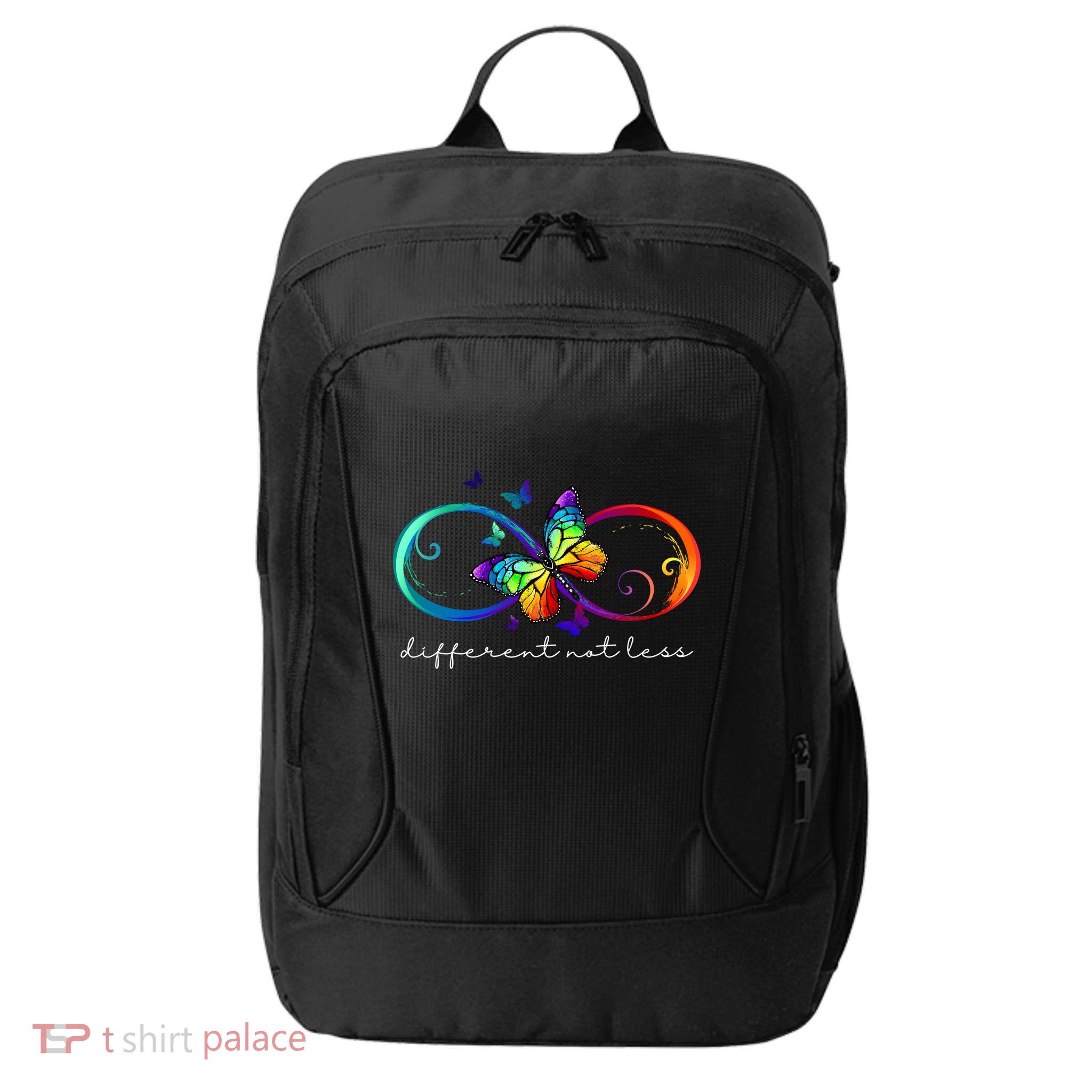 Different Not Less Autism Awareness Neurodiversity Butterfly City Backpack