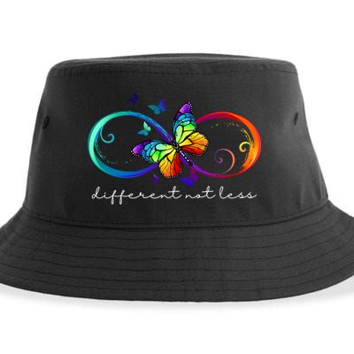 Different Not Less Autism Awareness Neurodiversity Butterfly Sustainable Bucket Hat
