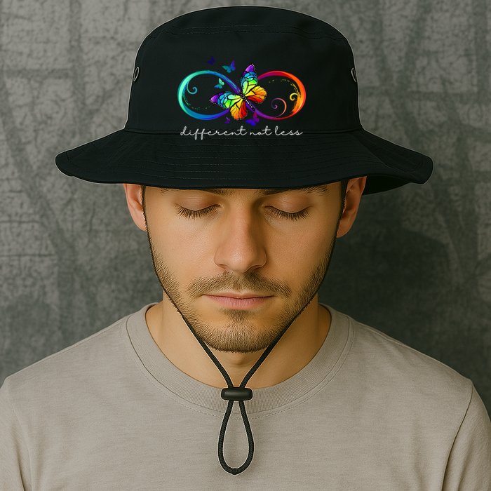 Different Not Less Autism Awareness Neurodiversity Butterfly Bucket Hat