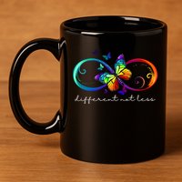 Different Not Less Autism Awareness Neurodiversity Butterfly 11oz C Handle Ceramic Mug