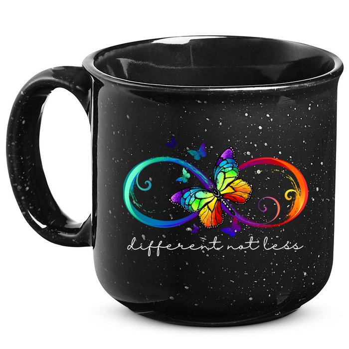Different Not Less Autism Awareness Neurodiversity Butterfly 15oz Campfire Ceramic Mug