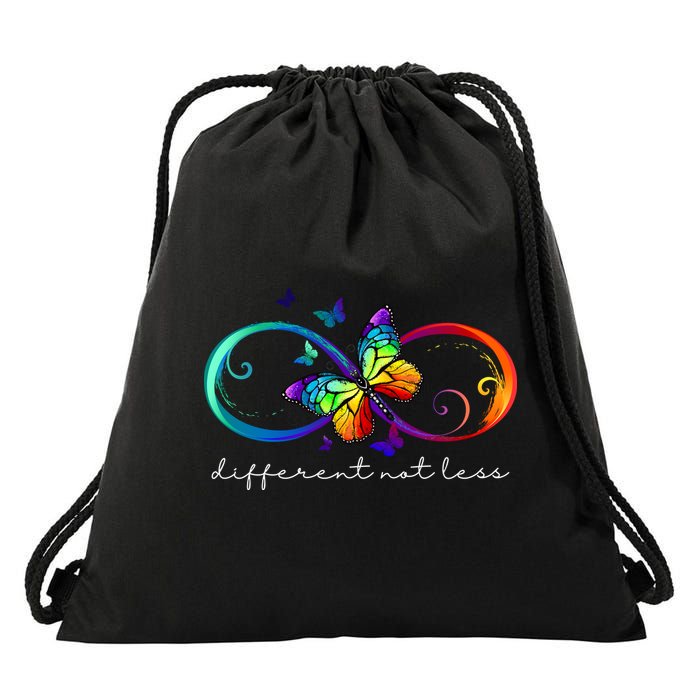 Different Not Less Autism Awareness Neurodiversity Butterfly Drawstring Bag