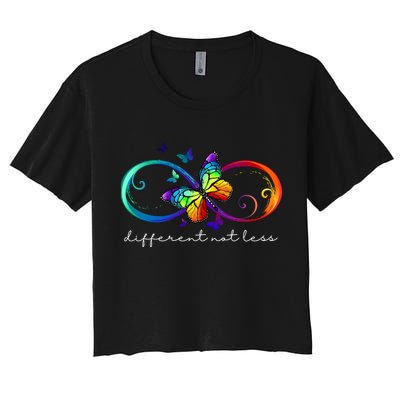 Different Not Less Autism Awareness Neurodiversity Butterfly Crop Top