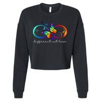 Different Not Less Autism Awareness Neurodiversity Butterfly Cropped Pullover Crew
