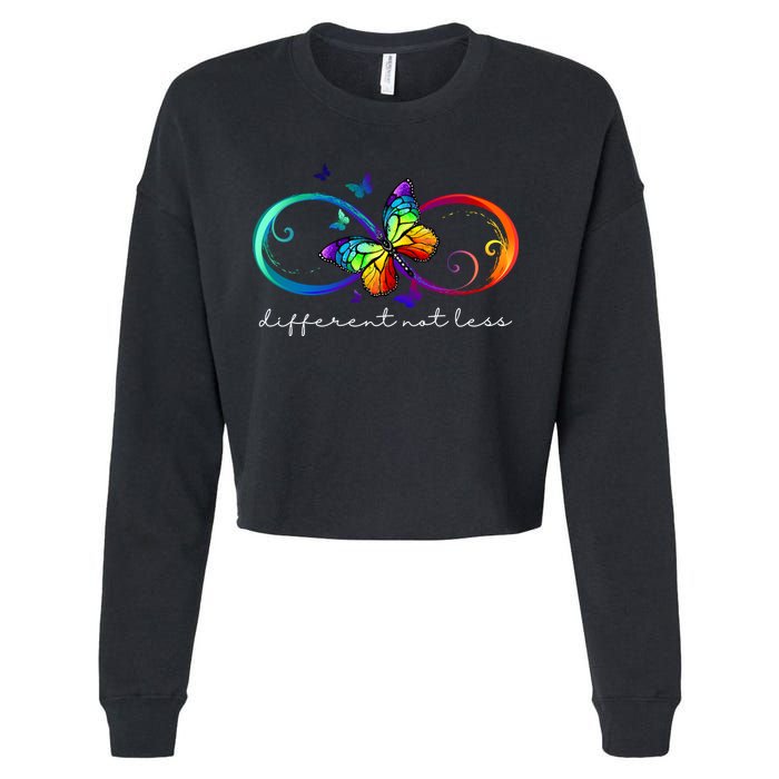 Different Not Less Autism Awareness Neurodiversity Butterfly Cropped Pullover Crew