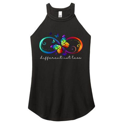 Different Not Less Autism Awareness Neurodiversity Butterfly Women's Perfect Tri Rocker Tank