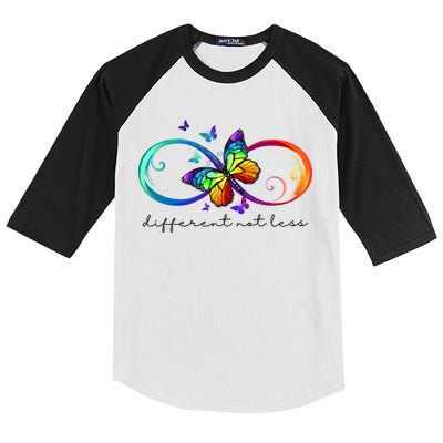 Different Not Less Autism Awareness Neurodiversity Butterfly Kids Colorblock Raglan Jersey