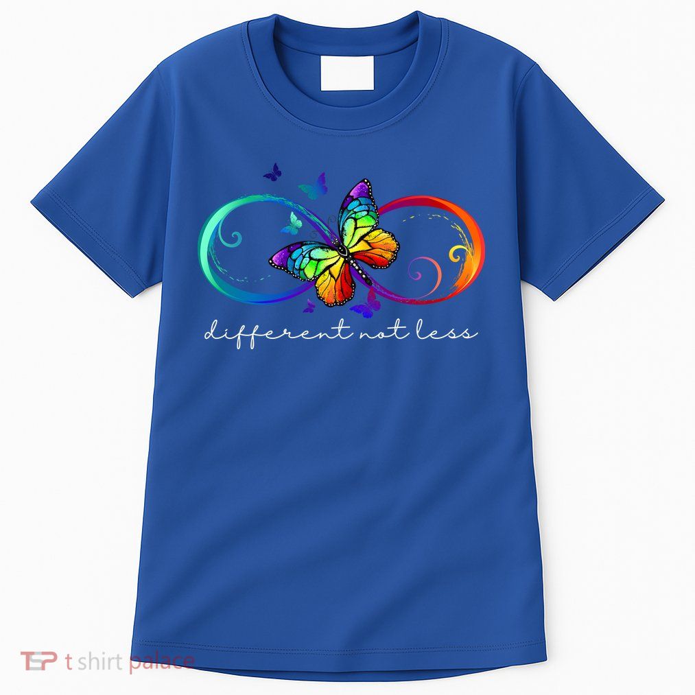 Different Not Less Autism Awareness Neurodiversity Butterfly Tall T-Shirt