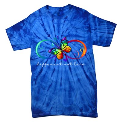 Different Not Less Autism Awareness Neurodiversity Butterfly Tie-Dye T-Shirt
