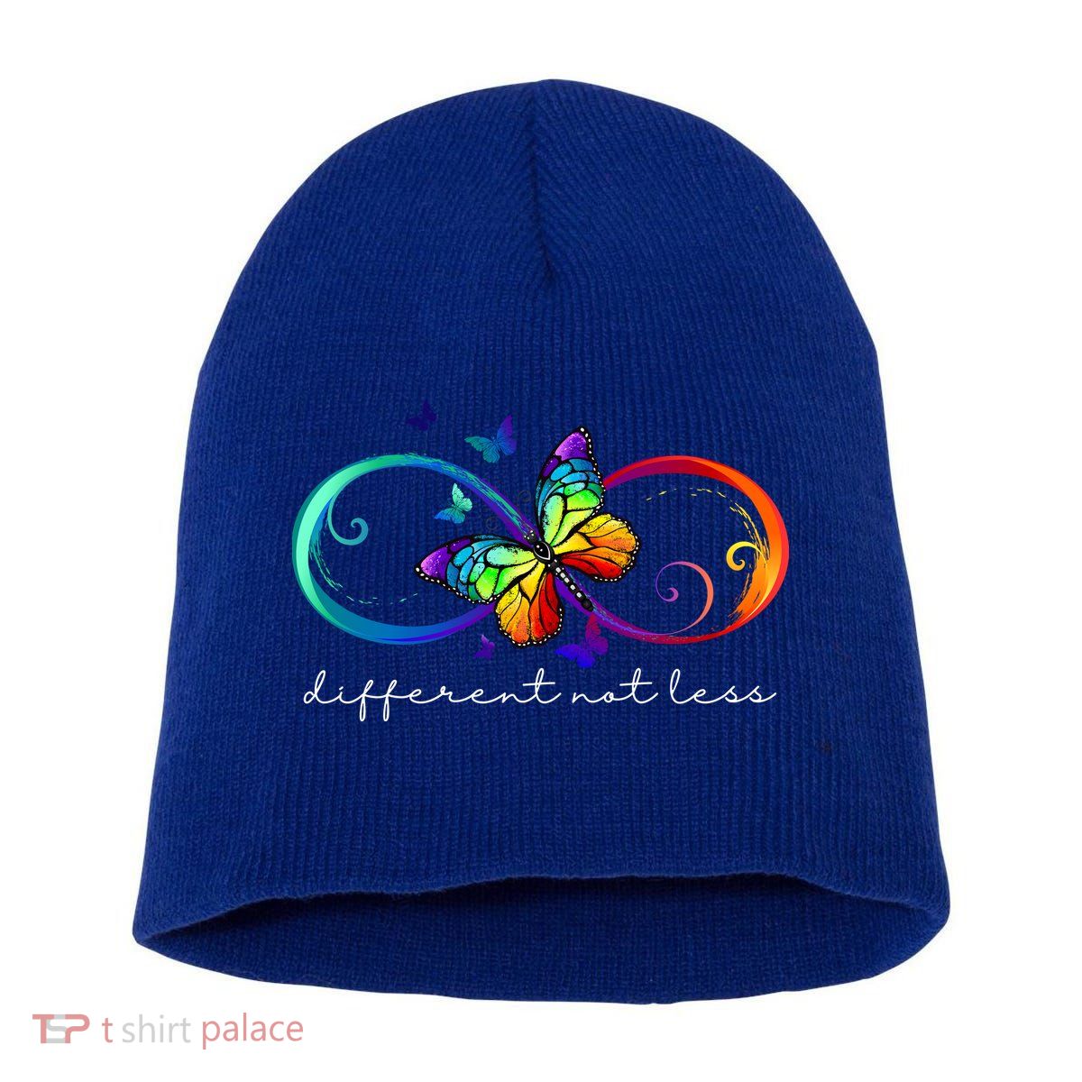 Different Not Less Autism Awareness Neurodiversity Butterfly Short Acrylic Beanie