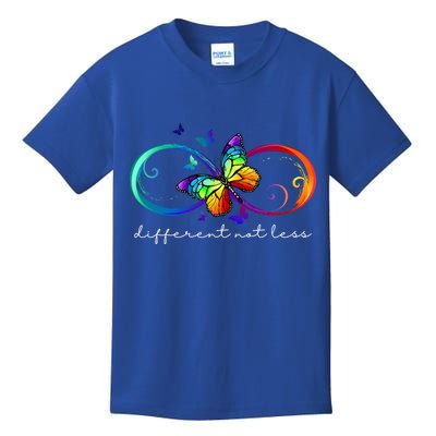 Different Not Less Autism Awareness Neurodiversity Butterfly Kids T-Shirt