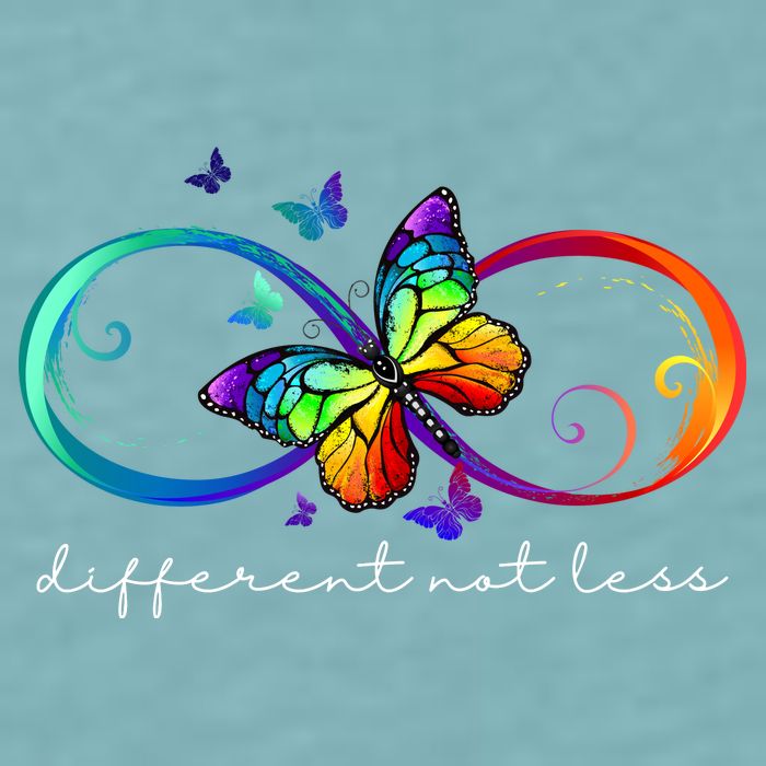 Different Not Less Autism Awareness Neurodiversity Butterfly Sueded Cloud Jersey T-Shirt