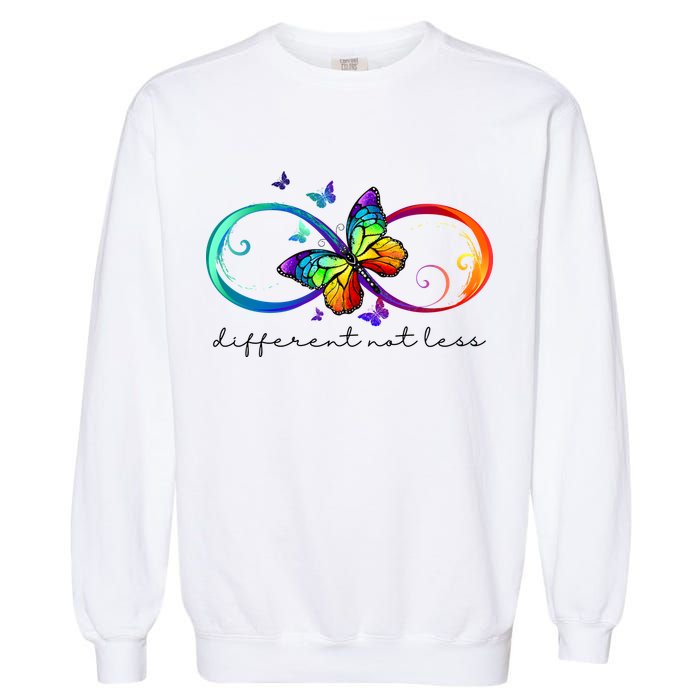 Different Not Less Autism Awareness Neurodiversity Butterfly Garment-Dyed Sweatshirt