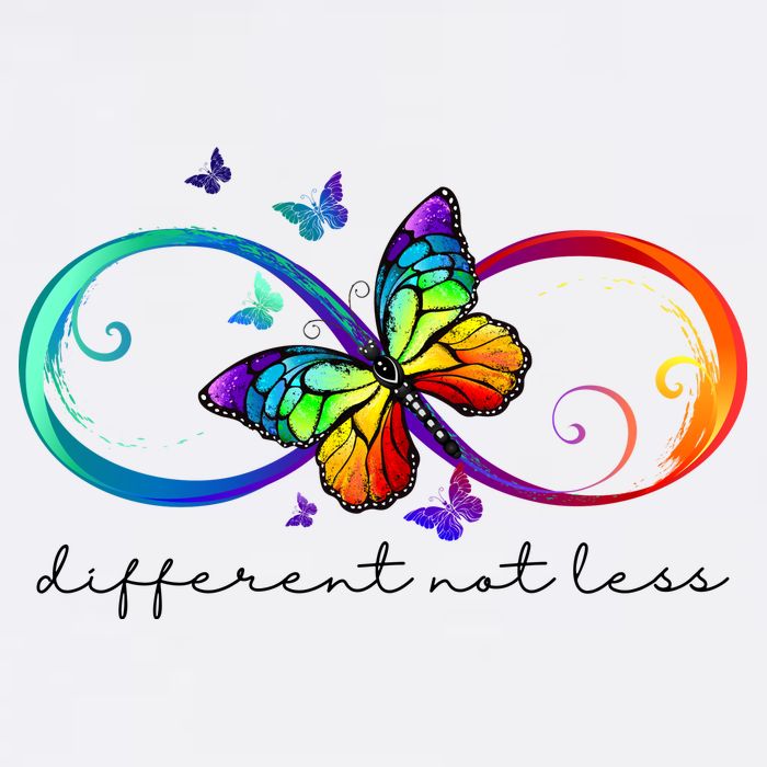 Different Not Less Autism Awareness Neurodiversity Butterfly Garment-Dyed Sweatshirt