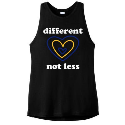 Different Not Less Down Syndrome Awareness Heart Ladies PosiCharge Tri-Blend Wicking Tank