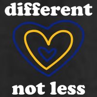 Different Not Less Down Syndrome Awareness Heart 7 Panel Mesh Trucker Snapback Hat
