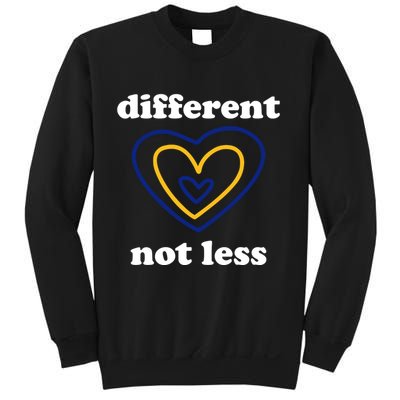 Different Not Less Down Syndrome Awareness Heart Sweatshirt