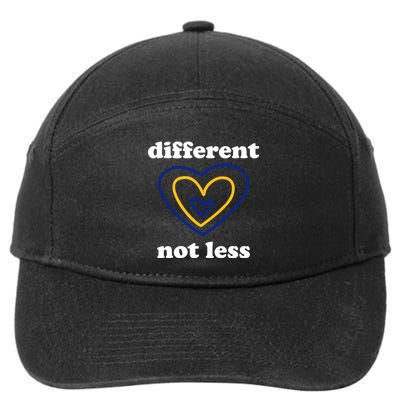 Different Not Less Down Syndrome Awareness Heart 7-Panel Snapback Hat