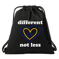Different Not Less Down Syndrome Awareness Heart Drawstring Bag