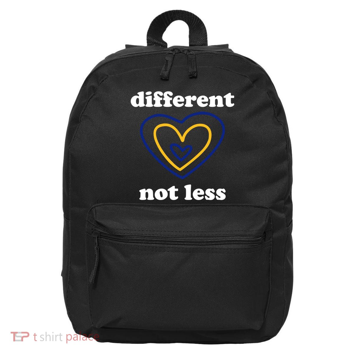 Different Not Less Down Syndrome Awareness Heart 16 in Basic Backpack