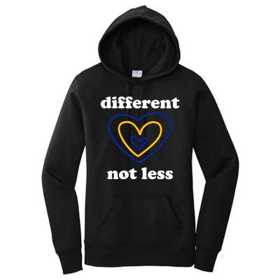 Different Not Less Down Syndrome Awareness Heart Women's Pullover Hoodie