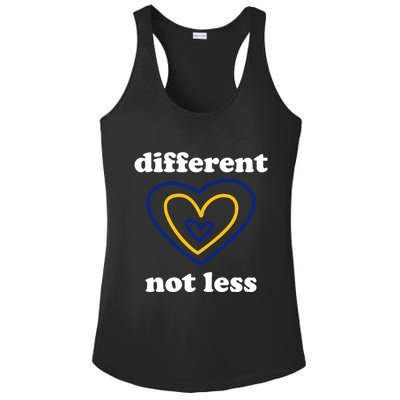 Different Not Less Down Syndrome Awareness Heart Ladies PosiCharge Competitor Racerback Tank