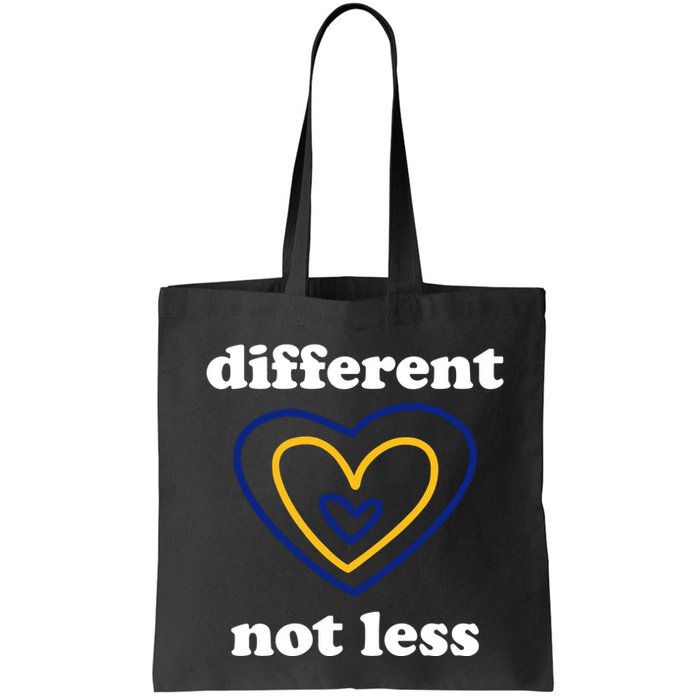 Different Not Less Down Syndrome Awareness Heart Bag