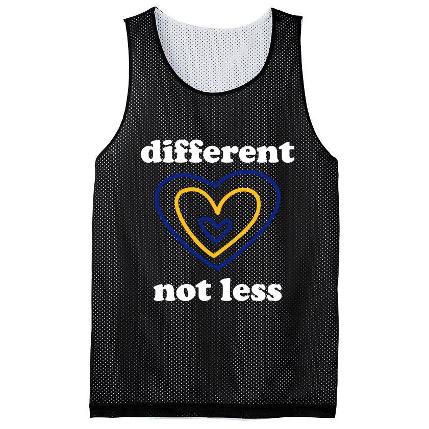 Different Not Less Down Syndrome Awareness Heart Mesh Reversible Basketball Jersey Tank