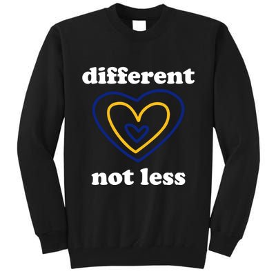 Different Not Less Down Syndrome Awareness Heart Tall Sweatshirt