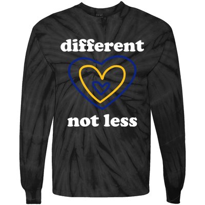 Different Not Less Down Syndrome Awareness Heart Tie-Dye Long Sleeve Shirt