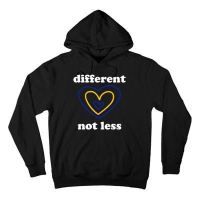 Different Not Less Down Syndrome Awareness Heart Tall Hoodie